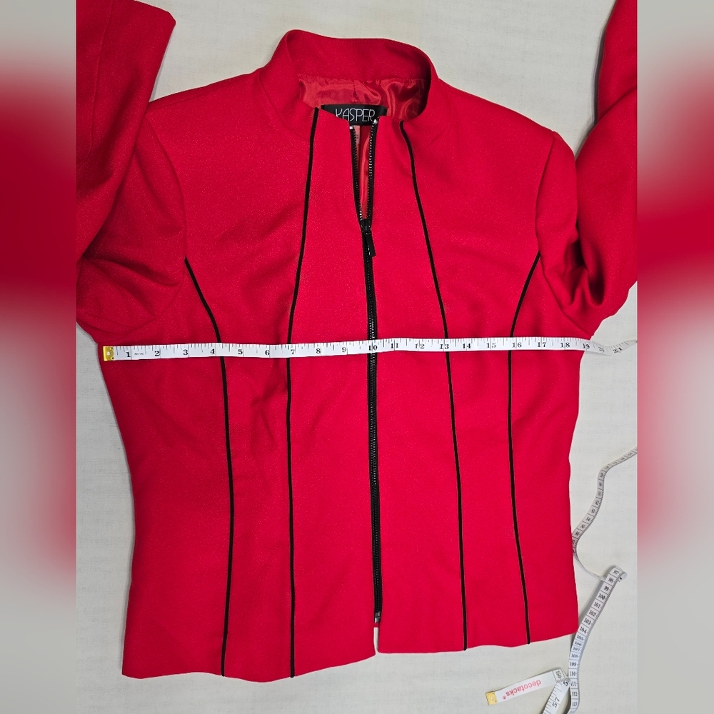 Kasper Women's Red Jacket with Black Accents - Picture 5 of 10